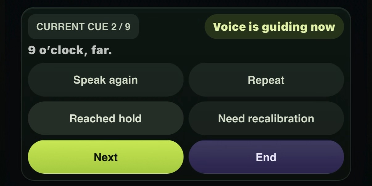After screenshot showing the shorter direction-first audio cue interface.
